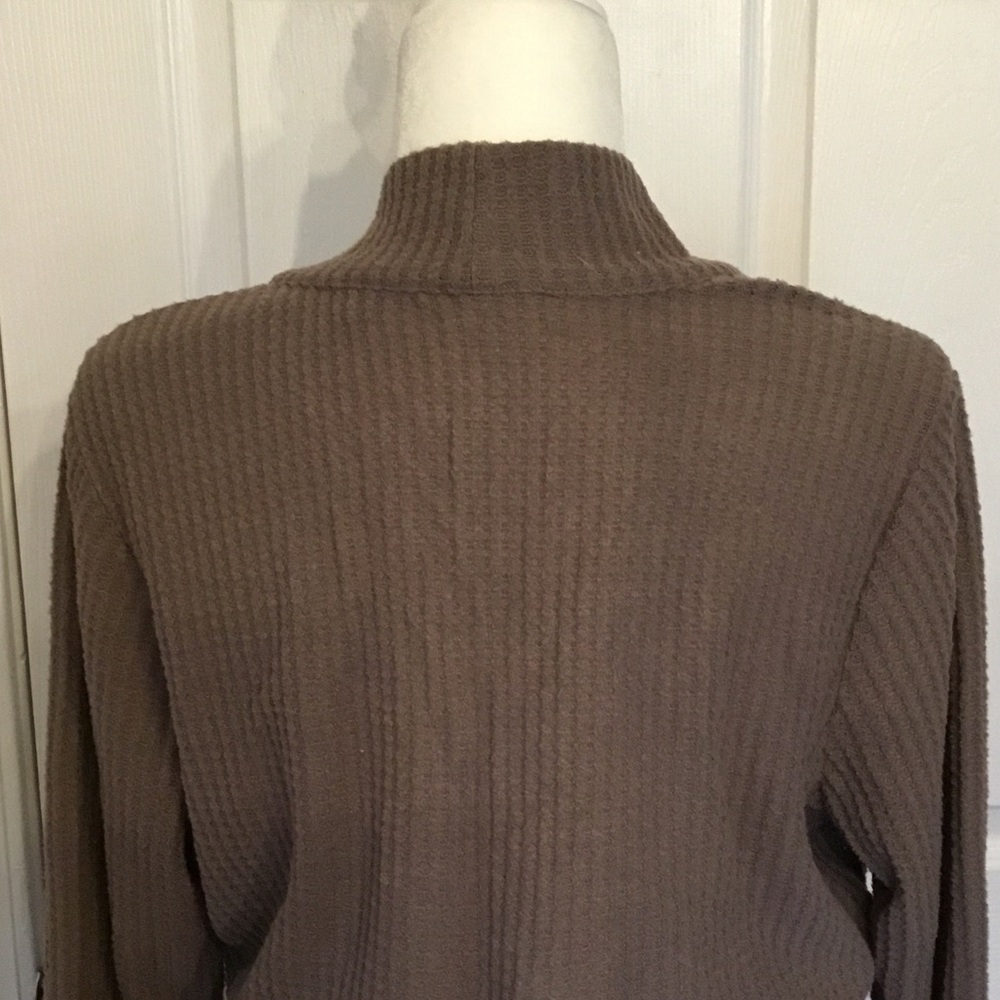 AnyBody Taupe Open-Front Draped Ribbed Cardigan - Picture 6 of 6